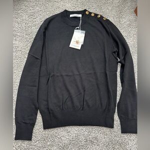 Givenchy Black Crewneck Sweater with Button Accents